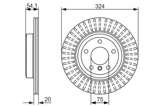 BOSCH 0 986 479 731 Brake Disc/Brake Rotor for BMW Z4 Roadster E89 - High Carbon, Vented, Coated, 324mm x 20mm, 5-Hole, Includes Bolts/Screws (0986479731)