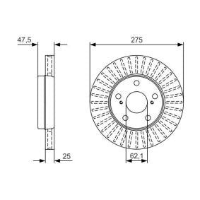BOSCH 0 986 479 U79 Vented Brake Disc/Rotor, Oil Coated Anti-Corrosion, 275mm x 25mm, 5-Stud/5-Bolt (5-Lug), Front or Rear - OE Spec Replacement | 0986479U79 | 275x25 Ventilated