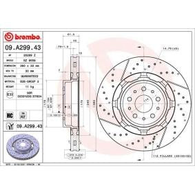 Brembo 09.A299.43 High-Carbon Coated Internally Vented Brake Disc Rotor 360mm x 32mm, 5-Stud, OE Quality Performance Replacement