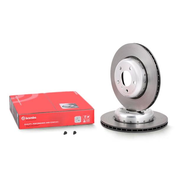 Brembo 09.C410.13 Two-Piece Composite Brake Disc (Rotor) for BMW 5 Series, 330x24mm, Internally Vented High-Carbon, Coated, 5-Stud (5-Lug), With Bolts - Performance Upgrade/OE Replacement