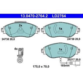 ATE Ceramic Brake Pads / Disc Pad Kit 13.0470-2764.2 13047027642 - Low Dust/Dustless Quiet Stop - With Wear Sensor Lead & Caliper Bolts - OE/OEM Spec - Fits Lucas TRW Calipers