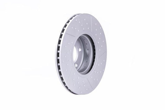 HELLA PRO 8DD 355 120-221 Brake Disc/Rotor, Cross Drilled & Internally Vented, Anti-Corrosion Coated, 299mm x 20mm (299x20) | OE Spec Replacement Performance Upgrade | Hella 8DD355120-221