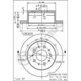 Brembo 08.8094.30 Solid Brake Disc 280mm x 16mm 5-Stud (5-Lug) - OE Replacement Brake Rotor with Fixing Bolts/Screws | Genuine OEM 08-8094-30 08809430 | Direct-F
