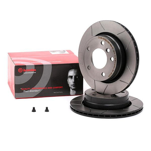 Brembo Max Line 09.7727.75 Slotted/Grooved Vented High-Carbon Coated Brake Disc Rotor 276mm for BMW 3 Series (3-Series), 5-Hole, HC Cast Iron, OE Fit Performance Upgrade, Includes Fixing Bolts/Screws