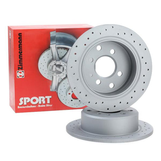 Zimmermann Sport Coat Z Brake Disc/Brake Rotor 150.1129.52 for BMW 3 Series - 258x10mm Solid, Drilled/Perforated, Anti-Rust Coated OE Replacement Performance Upgrade
