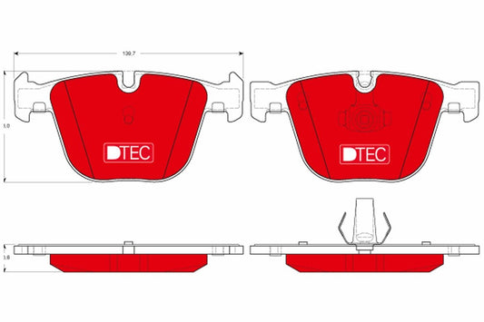 TRW DTEC Ceramic Disc Brake Pad Set COTEC Coated, Low Dust Quiet OE Replacement, Wear Sensor Ready – Fits BMW 5 6 7 Series E60 E61 E63 E64 E65 E66, X5 E70, X6 E71 F16, Bentley Arnage/Continental GT, Rolls-Royce Phantom (GDB1502DTE)