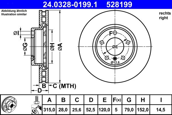 BMW 3 Series Slotted Grooved Vented Brake Disc Rotor 315x28 – ATE PowerDisc 24.0328-0199.1 High Carbon, Co
