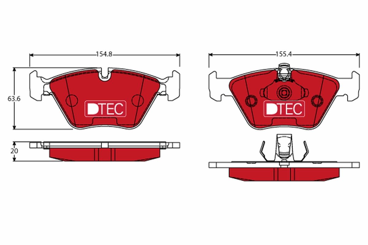 TRW DTEC COTEC Brake Pad Set GDB1404DTE â€“ Low Dust Ceramic, Fast Bedding, Wear Indicator Ready, OE Quality â€“ Fits BMW 5 Series E39 (520d 520i 523i 525d 525i 525td 528i 530d 535i) & 3 Series E46 330xi
