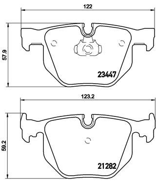 Brembo P 06 029 Brake Pad Set for BMW 7 Series E65 E66 E67 730d 730i 735i (2001-2009) - Wear Indicator Ready, With Piston Clip - Teves Calipers - OE-Quality Replacement | P-06-029 P06029