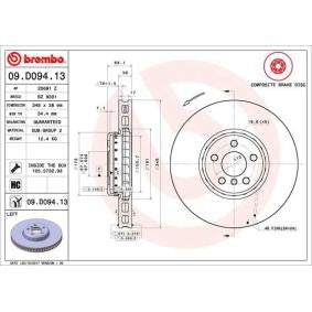 Brembo Two-Piece Performance Brake Disc/Rotor 09.D094.13 (09D09413