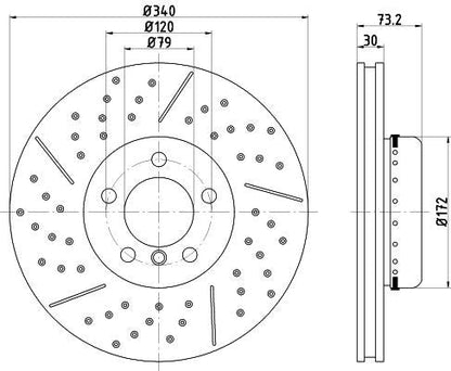 HELLA PRO 8DD 355 120-221 Brake Disc/Rotor, Cross Drilled & Internally Vented, Anti-Corrosion Coated, 299mm x 20mm (299x20) | OE Spec Replacement Performance Upgrade | Hella 8DD355120-221