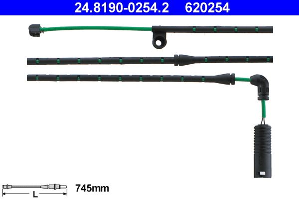ATE 24.8190-0254.2 Brake Pad Wear Sensor 745mm for BMW X3 E83 2003-2010 | Brake Wear Indicator / Lining Warning Cable | Pad Wear Lead Wire Loom | Replacement Service Indicator Sensor (Alt PN 24819002542) | Brake Warning Light Sensor Cable