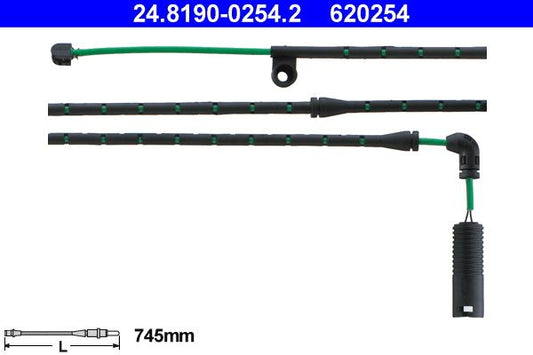 ATE 24.8190-0254.2 Brake Pad Wear Sensor 745mm for BMW X3 E83 2003-2010 | Brake Wear Indicator / Lining Warning Cable | Pad Wear Lead Wire Loom | Replacement Service Indicator Sensor (Alt PN 24819002542) | Brake Warning Light Sensor Cable