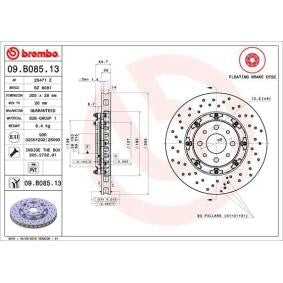 Brembo 09.B085.13 Two-Piece Floating Brake Disc Rotor for Abarth 500/595/695 - 305mm x 28mm, Drilled & Vented, Coated - Includes Bolts/Screws