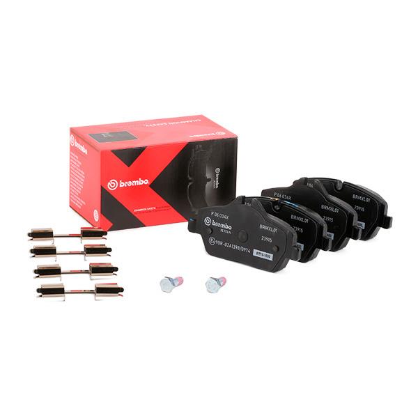 Brembo P 06 034X Brake Pad Set (P-06-034X) for BMW 1 Series E81/E87, 2 Series F45 & MINI R55â€“R59, F54â€“F57 | Lucas Calipers | Prepared for Wear Indicator | Includes Brake Caliper Screws