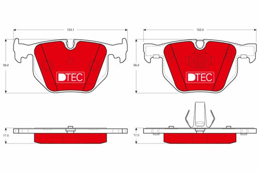 TRW GDB1499DTE DTEC COTEC Brake Pads Set / Disc Pads Kit for BMW 7 Series E65 E66 E67 (2001-2009) - Wear Sensor Ready, OE-Spec Direct Fit Replacement for 730d 730i 735i