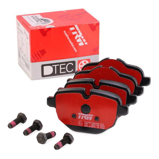TRW DTEC COTEC GDB1840DTE Disc Brake Pads Low Dust Ceramic Axle Set for BMW 5 Series F10/F11 (518d 520d 525d 528i 530d 535i), X3 F25, X4 F26, Z4 E89 – Wear Sensor Ready – Includes Caliper Bolts/Fitting Kit