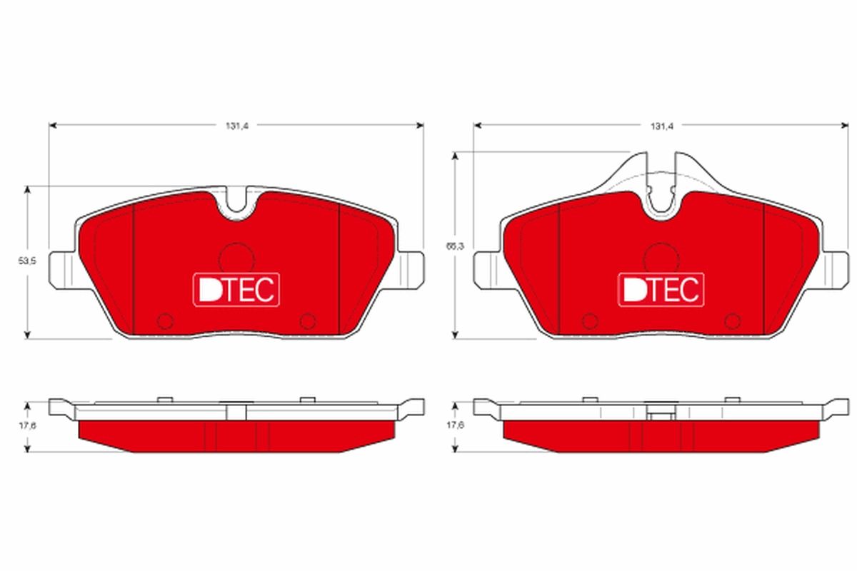 TRW DTEC COTEC GDB1611DTE (GDB 1611 DTE) Disc Brake Pad Set, Low Dust â€“ Wear Indicator Ready, Caliper Screws Included â€“ Fits BMW 1 Series E81 E82 E87 E88 & MINI R55 R56 R57 Cooper/Cooper S/JCW