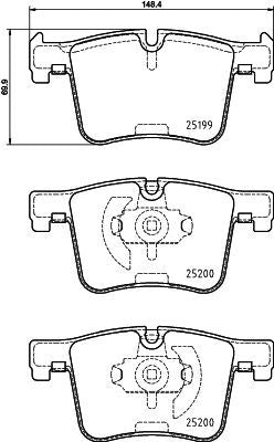 Hella 8DB 355 015-781 Brake Pad Set for BMW 1 2 3 4 Series, X3 X4 (F20 F21 F22 F23 F30 F31 F34 F32 F33 F36 F25 F26) | Wear Sensor Ready (Prepared for Wear Indicator) | Bosch Calipers