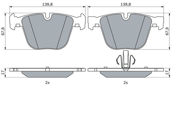 Bosch BP2408 0986424612 Disc Brake Pads Set for BMW F07 5 Series GT & F01/F02 7 Series - OE/OEM Low-Metallic Replacement - Fits 520d 528i 530d 535d 535i 550i 730d 740i 750i - xDrive Compatible - 0 986 424 612