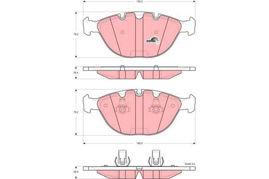 TRW COTEC GDB1529 (GDB 1529) Front Brake Pad Set for BMW X5 E53 2000-2006 - OE Spec Disc Pads, Wear Sensor Compatible - Fits V8 4.4i 4.6is 4.8is - Replacement Axle Set
