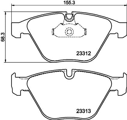 HELLA 8DB 355 015-391 Brake Pad Set Disc Brake Pads for BMW 5/6/7 Series E60 E61 E63 E64 E65 E66 - ATE Teves Calipers - Wear Indicator/Sensor Ready - OEM Replacement