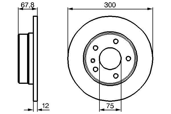 Bosch 0 986 478 322 Brake Disc / Rotor 300mm (300 mm) Solid Non-Vented High-Carbon (HC), 5-Stud (5-Bolt), Oil-Coated - For BMW 7 Series E32 - OEM-Spec