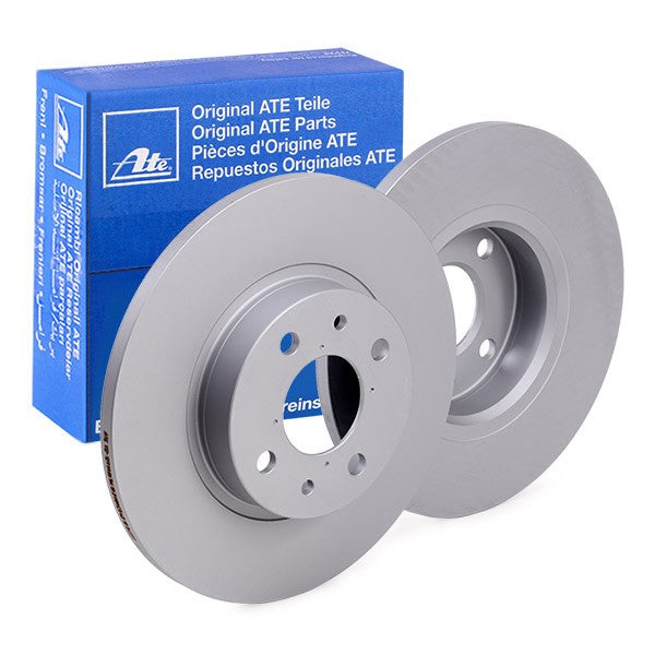 ATE 24.0112-0127.1 Brake Disc / Rotor - Solid Non-Vented, Anti-Rust Coated OE/OEM Spec | 257.5mm x 12mm | 4-Stud 4-Bolt 4-Hole Pattern | Plain Replacement Brake Disc | ATE 24 0112 0127 1, 24011201271