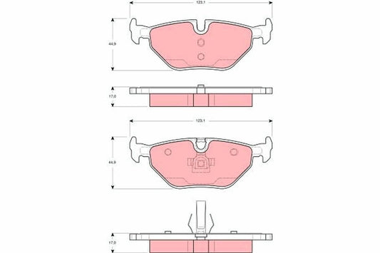 TRW GDB1430 Disc Brake Pads Axle Set, Wear Sensor Compatible | GDB 1430 / GDB-1430 | Fits BMW 3 Series E36/E46, Z4 E85/E86, Z1, Alpina Roadster S, MG ZT/ZT-T & MG6, Rover 75/Tourer, Saab 9-5 YS3E | OE Replacement
