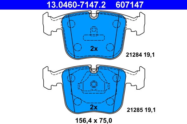 Genuine ATE Brake Pads 13.0460-7147.2 (13046071472, 13 0460 7147 2) for BMW 8 Series E31 840/850 with ATE Calipers – OEM/OE Replacement Disc Brake Pad Set/Kit, Sensor-Ready (Wear Indicator Not Included)