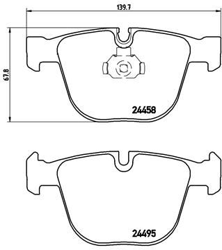 Genuine Brembo P 06 050 (P06050, P-06-050) Brake Pad Set for BMW X5 M & X6 M, X6 50i xDrive - Teves Calipers - Wear Indicator Ready with Piston Clip - E70/E71/E72
