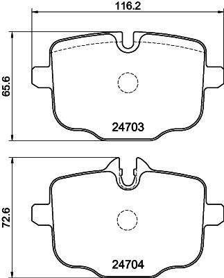 HELLA 8DB 355 014-361 Brake Pad Set for BMW 5 & 6 Series F10 F11 F12 F13 F06 incl M5/M6 | TRW Calipers | Wear Indicator Ready | Includes Caliper Screws & Accessories