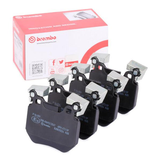 Brembo P 06 059 P-06-059 P06059 Disc Brake Pad Set Kit for BMW 1 Series E81 E82 E87 E88 & 3 Series E90 E91 E92 E93 - OE Replacement, Wear Sensor Ready, With Counterweights - Fits 123d 130i 135