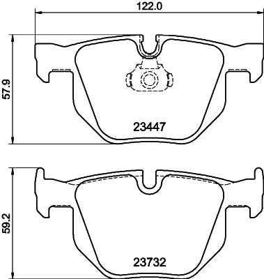 HELLA 8DB 355 013-941 Brake Pad Kit for BMW X5 E70 F15 & X6 E71 E72 F16 – ATE/Teves Callipers – Wear Sensor Compatible Disc Pads – OE-Quality Direct-Fit Replacement 8DB355013-941