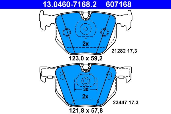 ATE 13.0460-7168.2 Brake Pads Set for BMW 7 Series E65/E66/E67 (2001-2008) – Disc Brake Pads Kit, OE-Spec Replacement for ATE Calipers, Wear Sensor Ready (Sensor Not Included)