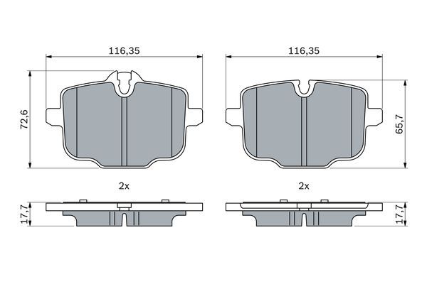 Genuine Bosch 0986424922 Brake Pad Set BP2540, Low-Metallic, Anti-Squeak Plate + Mounting Manual, For BMW G-Series: 5 G30/G31, 6 G32, 7 G11/G12, 8 G16, X3 G01, X4 G02, X5 G05, X7 G07 (0 986 424 922)