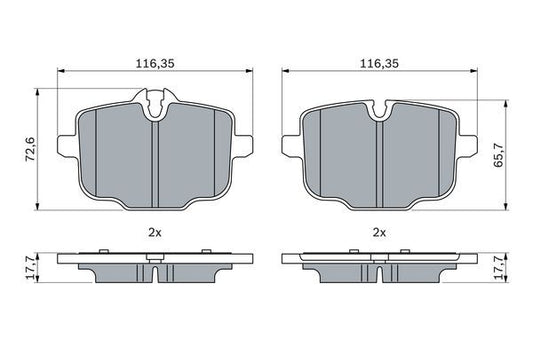 Genuine Bosch 0986424922 Brake Pad Set BP2540, Low-Metallic, Anti-Squeak Plate + Mounting Manual, For BMW G-Series: 5 G30/G31, 6 G32, 7 G11/G12, 8 G16, X3 G01, X4 G02, X5 G05, X7 G07 (0 986 424 922)