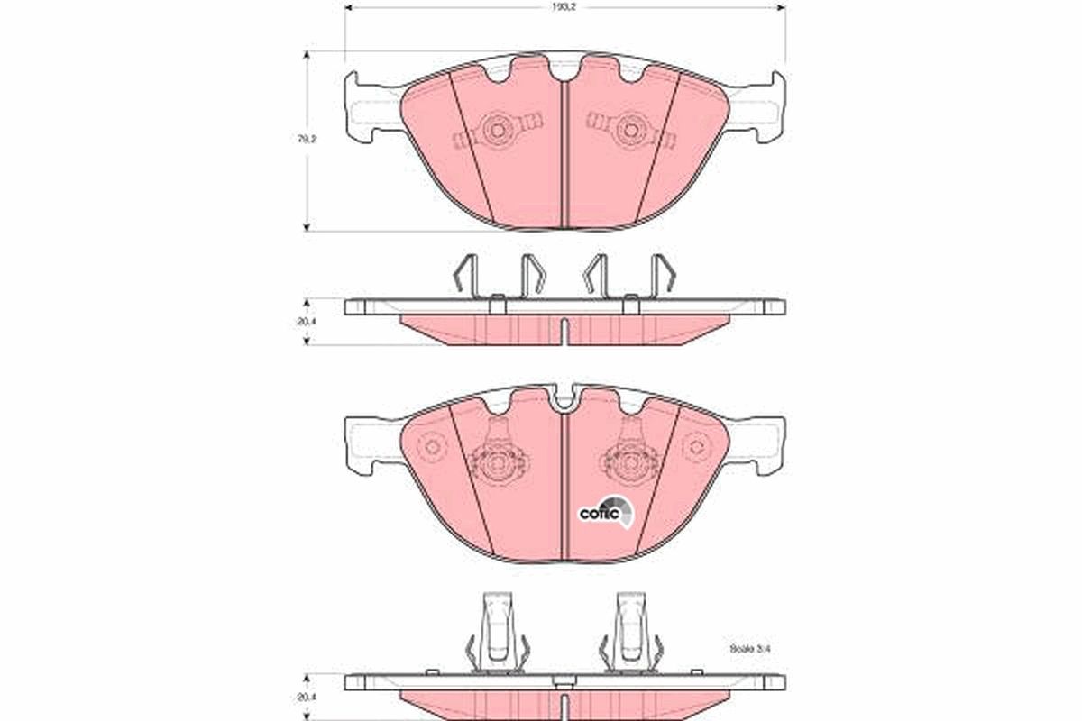 TRW COTEC GDB1558 Brake Pad Set - Wear Sensor Ready - Fits BMW M5 E60/E61, M6 E63/E64, 535d 550i 635d 650i, 7 Series E65/E66, Rolls-Royce Phantom