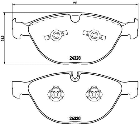 Brembo P 06 066 Front Brake Pad Set (P-06-066) - OE Replacement for ATE/Teves Calipers - Wear Sensor Ready, Piston Clip - Fits BMW M5 E60/E61, M6 E63/E64, Jaguar XK/XKR X150