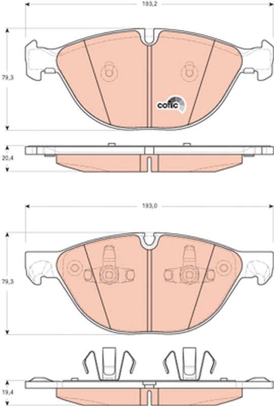 TRW COTEC GDB1728 (GDB 1728) Brake Pad Set / Disc Pads - Wear Indicator Sensor Ready - Fits BMW X5 E70 F15 & X6 E71 E72 F16 2007-2019 - OE Quality OEM-Spec Replacement, Quiet Performance