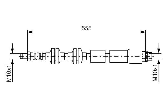 BOSCH Brake Hose 1 987 481 569 (1987481569) 555mm for BMW X1 E84 (2009-2015) - OEM Hydraulic Brake Hose/Flexi Line, Rubber Brake Line/Pipe, Chassis-to-Caliper Hose Replacement