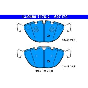 ATE 13.0460-7170.2 Brake Pad Set for BMW X5 E53 (1999-2006) – Axle Set Disc Pads, OE/OEM Quality Replacement, Fits ATE Calipers, Wear Sensor Ready (Sensor Not Included), 13046071702