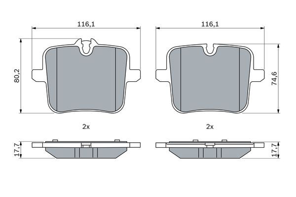 Bosch 0986424923 BP2541 Brake Pad Set (0 986 424 923) - Low-Metallic Disc Pads with Anti-Squeal Shims, OE Replacement for BMW M5 F90, M8 F91/F92/F93, 8 Series G14/G15/G16 (840i/840d/M850i), X5M, X6M, X7 M50i, M760Li xDrive