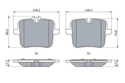 Bosch 0986424923 BP2541 Brake Pad Set (0 986 424 923) - Low-Metallic Disc Pads with Anti-Squeal Shims, OE Replacement for BMW M5 F90, M8 F91/F92/F93, 8 Series G14/G15/G16 (840i/840d/M850i), X5M, X6M, X7 M50i, M760Li xDrive
