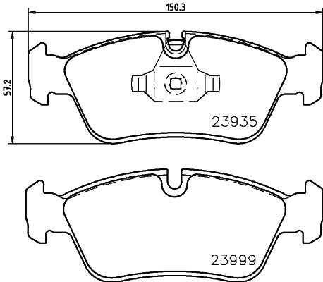 Hella 8DB 355 011-281 Brake Pads Set for BMW E87/E90 1 Series & 3 Series (120d 120i 316i 318d 318i 320i) - Disc Pad Kit - ATE/Teves Calipers - Wear Sensor Compatible OE Replacement