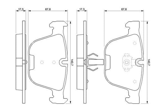 Bosch BP411 Disc Brake Pads 0986424698 (0 986 424 698) - ATE Caliper OEM Replacement Pad Set/Kit - BMW 5 Series E60, 7 Series E65/E66, X5 E70, Alpina B7, Rolls-Royce Phantom - OE Quality Low-Metallic, Fitting Manual Included