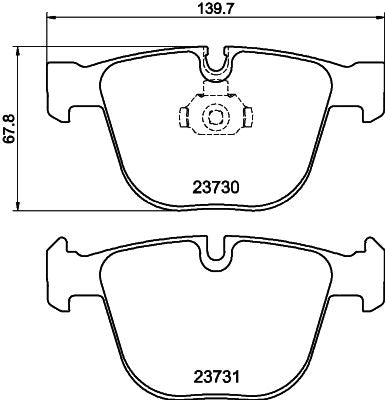 HELLA 8DB 355 010-751 Brake Pad Set | Wear Indicator Ready | Teves Calipers | Fits BMW M3 E90/E92/E93, M5 E60, M6 E63/E64, X5 E70/F15, X6 E71/F16; Bentley Arnage/Azure/Brooklands; Rollsâ€‘Royce Phantom