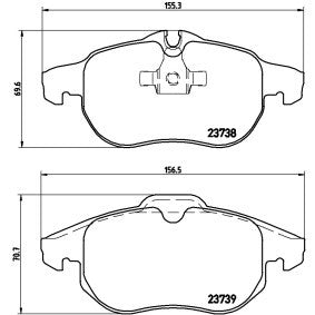 Genuine Brembo P-59-042 P 59 042 P59042 Brake Pad Set - Disc Pads for Teves/ATE Calipers 123x52x17mm - OEM Spec Replacement, Wear Sensor Slot/Indicator Ready - Car Brake Pads UK