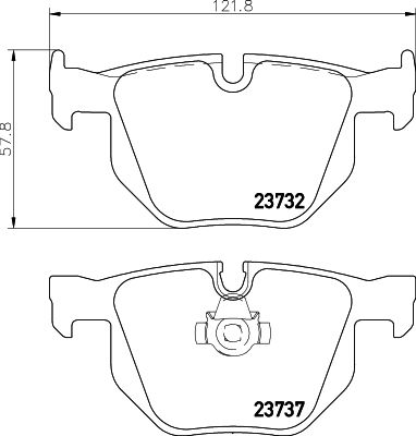 Hella 8DB 355 010-471 Brake Pad Set for BMW 5 Series E60 E61 & 6 Series E63 E64 - Disc Pads Kit, Teves/ATE Caliper Compatible, Wear Sensor Ready OE-Spec Replacement (8DB355010-471)
