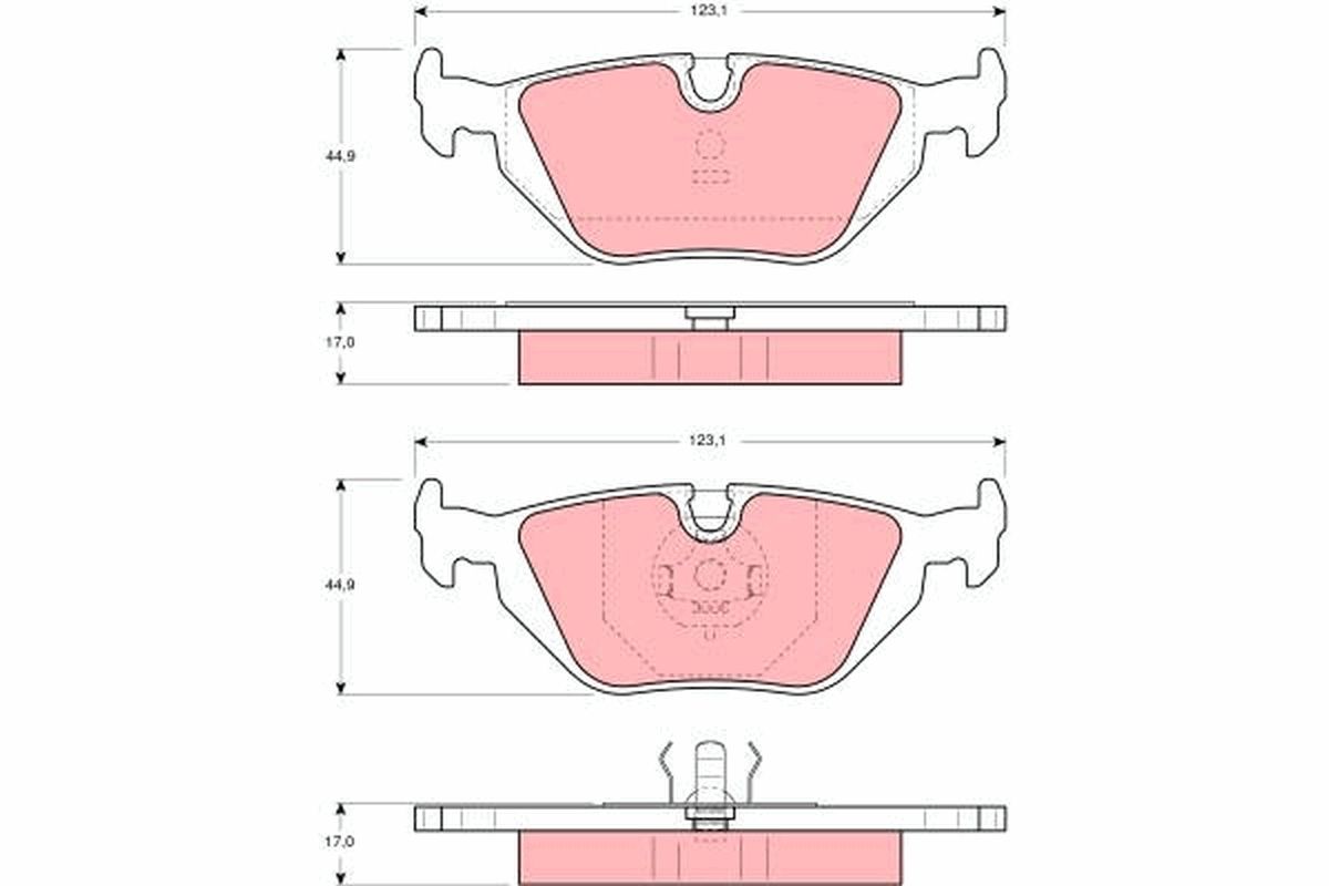 TRW GDB1189 Rear Brake Pads Kit for BMW 3 Series E36/E46 & Z4 E85/E86 - COTEC OE Quality Disc Pads, Wear Sensor Compatible - Fits 316i 318i 320i 323i 325i 328i 318d 325td 325xi